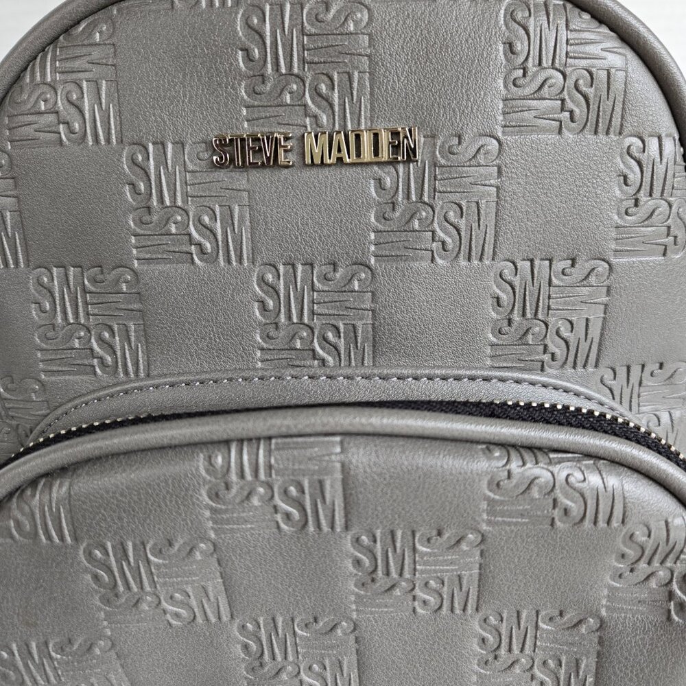 STEVE MADDEN Gray Embossed Small Backpack - Picture 2 of 6